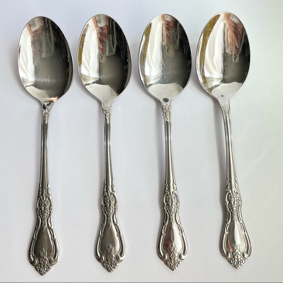 Oneida distinction deluxe HH stainless spoons set of 4 vintage ornate baroque - Picture 2 of 7